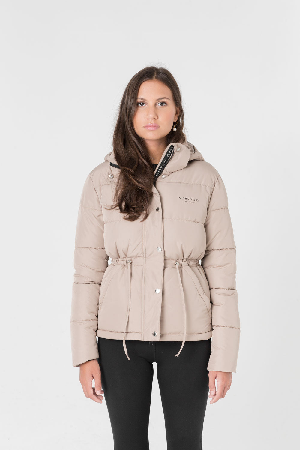 Beige padded jacket front