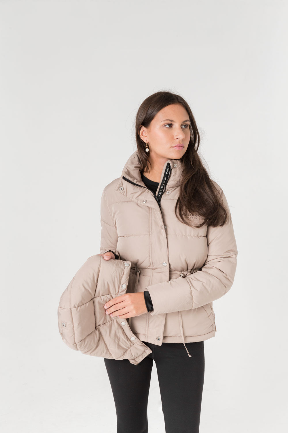 Beige padded jacket removed hood