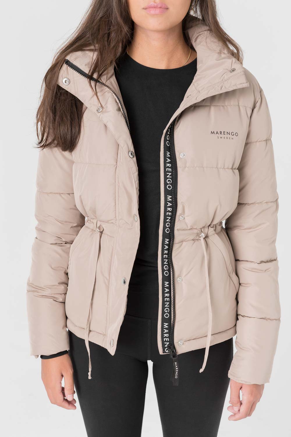Beige padded jacket open front
