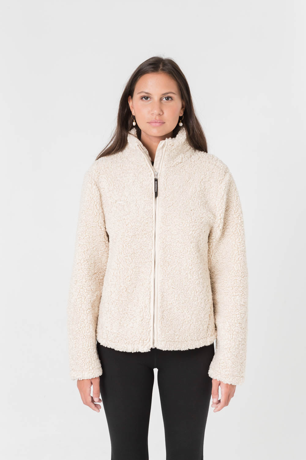 Beige pile jacket front