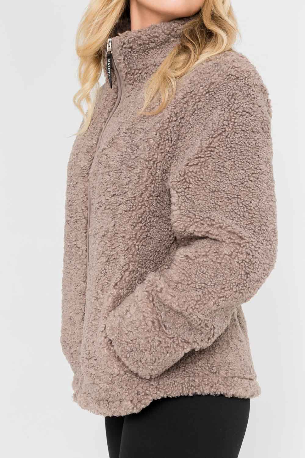 Brown pile jacket side