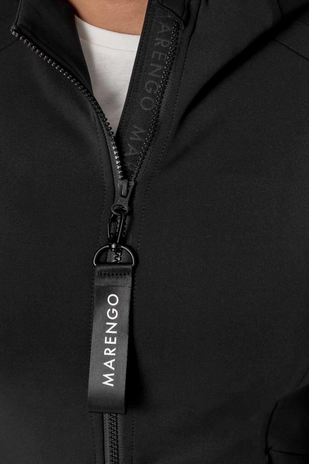 Black hybrid jacket zipper puller