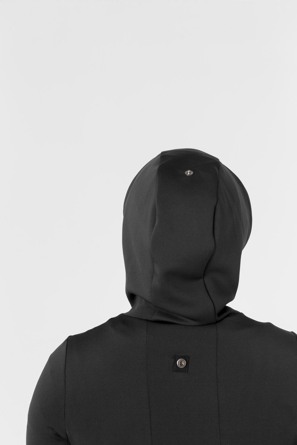 Black hybrid jacket hood back