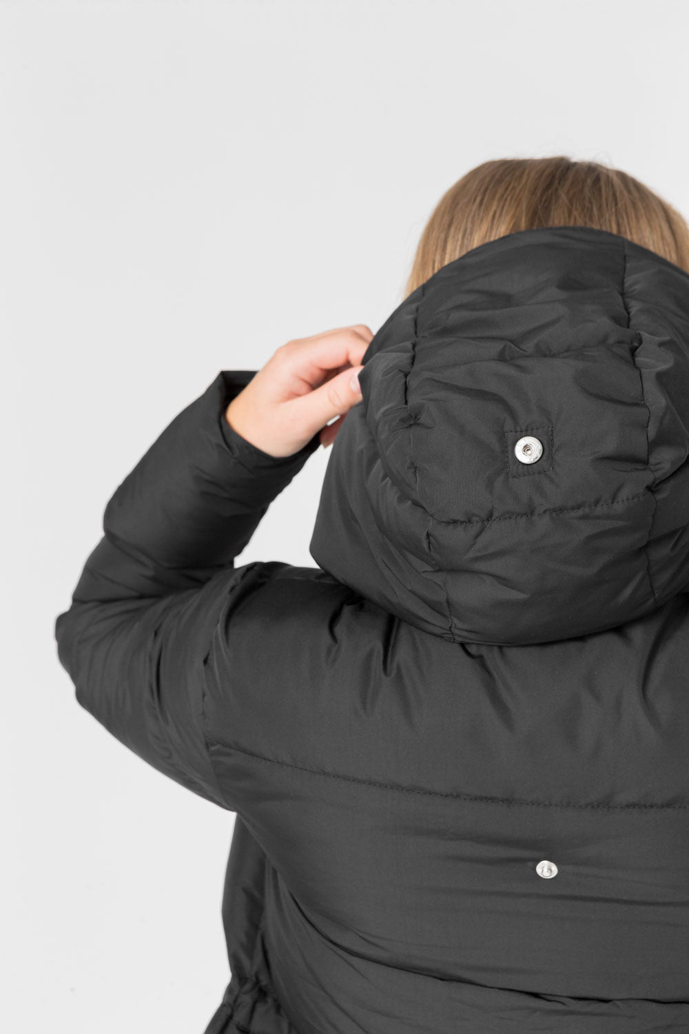 Black padded jacket back hood